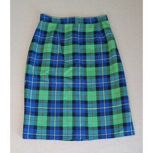 Vtg Tracy Evans Plaid Knee Length Pencil Skirt Size 8, School Girl Preppy Modern